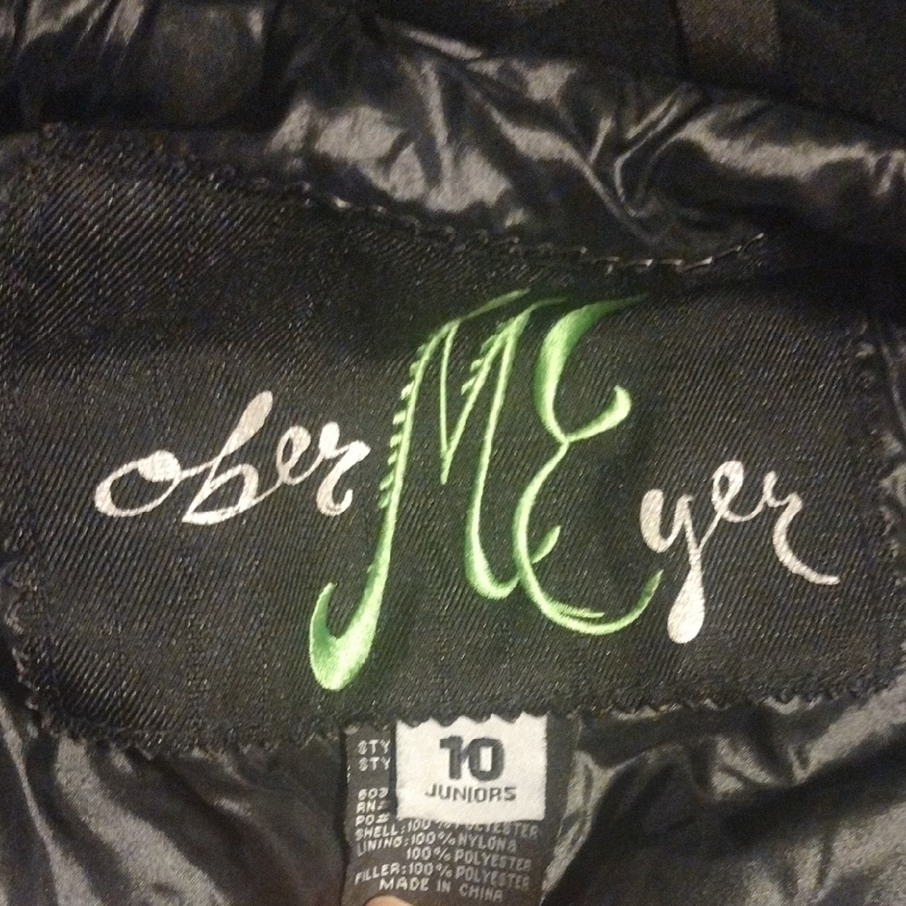 Obermeyer Kids Lime Green Raincoat With Blue Lining And Many Pocket And Features - Picture 10 of 13